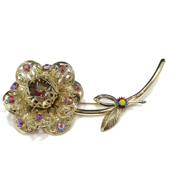 Vintage Sarah Coventry Large Flower Rose Brooch, 1960s - Picture 2 of 10